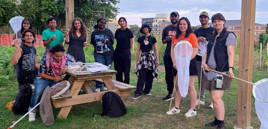 group photo at pollinator walk event