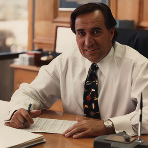 Bob Schlegel sitting at desk (1998)