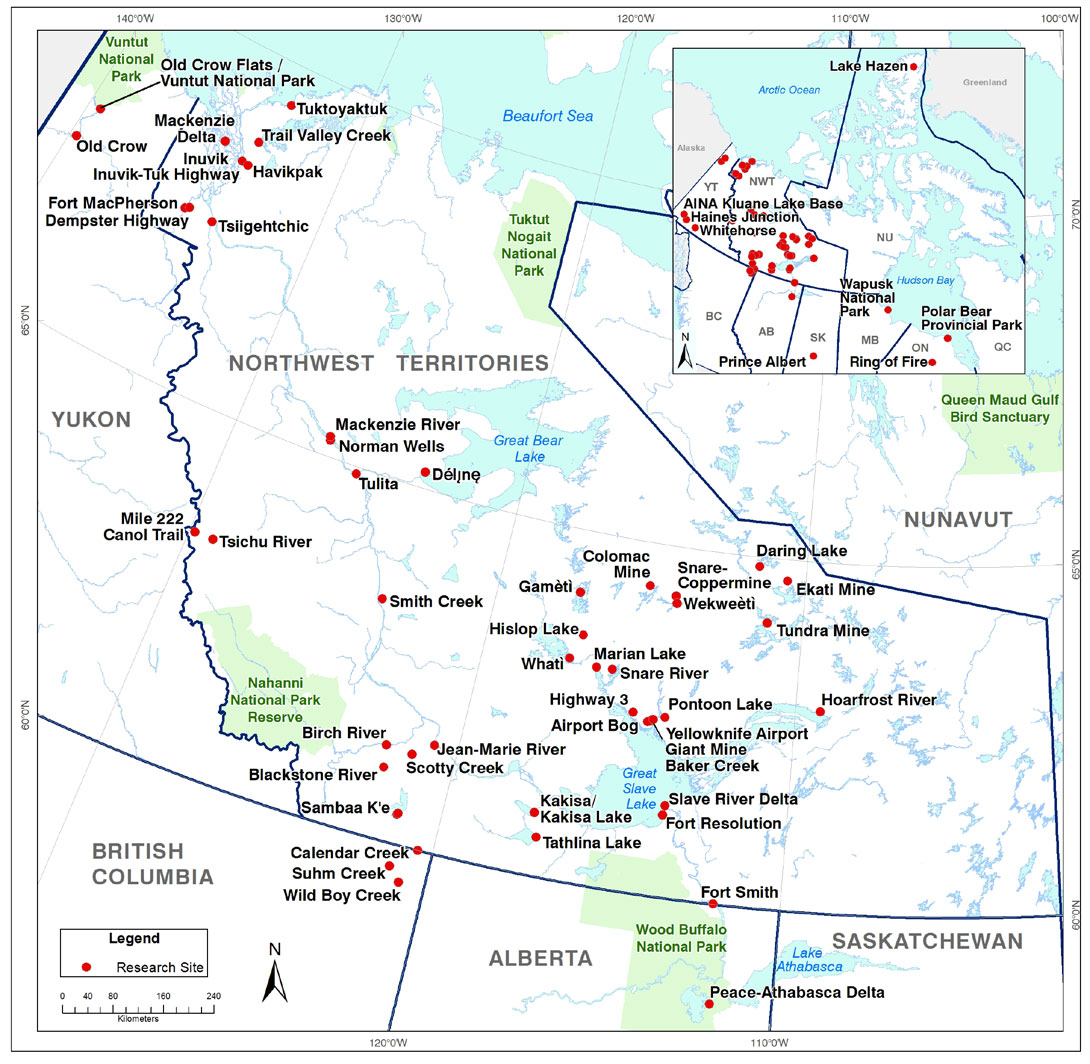 Map of Laurier northern research sites