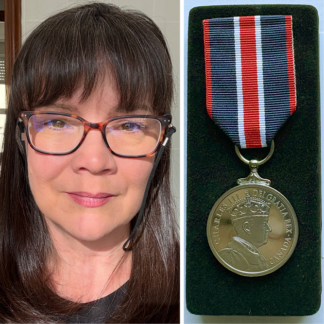 Morgan Holmes and her King Charles medal