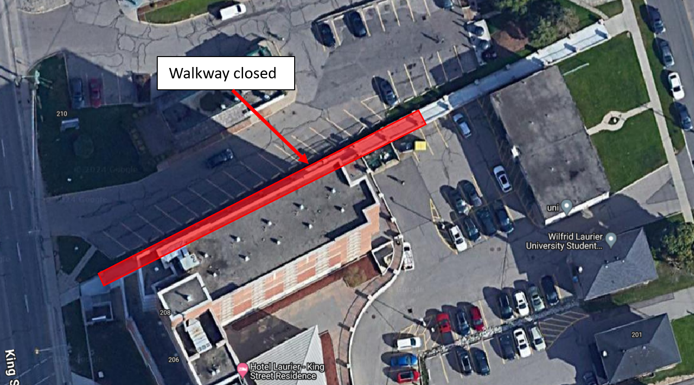 pedestrian walkway closure King St Residence