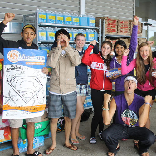 Students cheering for Shinerama.