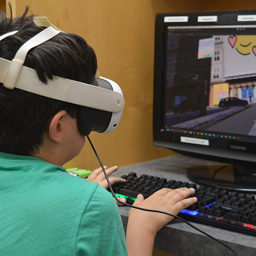 Child participating in a virtual reality research study