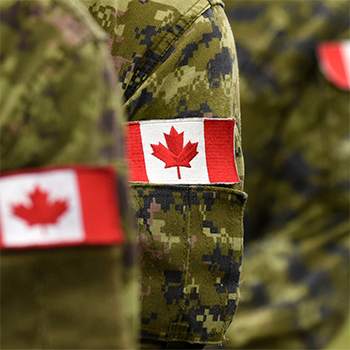 Military uniforms with Canadian flags
