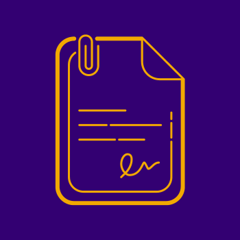 Gold clipboard on a purple background.