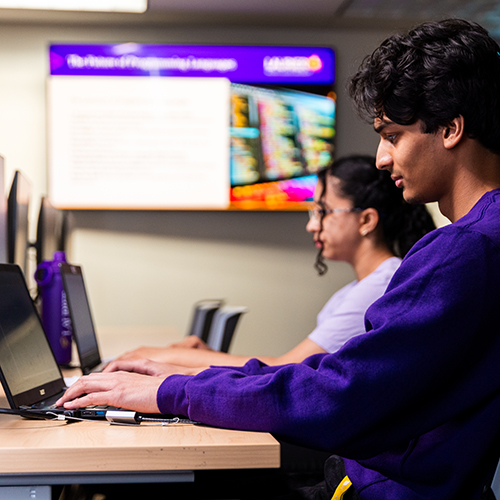 Two Laurier Milton students at computers