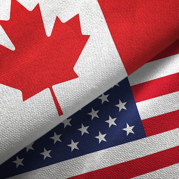 Flag of Canada and flag of USA