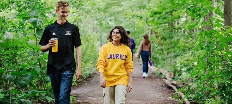 Students walking on trail