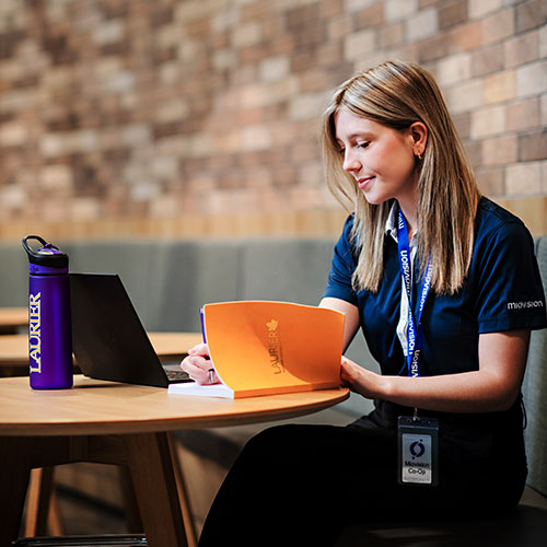 student at co-op job